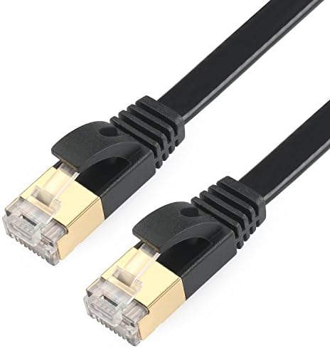 Tainston Flat Ethernet Cable(6 Feet) Cat7 Network Cord Patch Cable STP Shielded 10 Gigabit 600MHz LAN Cable