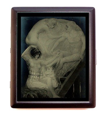 Skull Illusion Metamorphic Women Man Business Card Id Wallet Cigarette Case