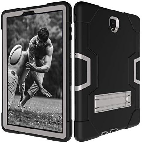 Galaxy Tab S4 10.5 Inch 2018 Case, Heavy Duty Drop Proof Shockproof Protective Hybrid High Impact Resistant Armor Defende Cover with Kickstand for Samsung Tab S4 SM-T830/T835/T837 (Black+Grey)