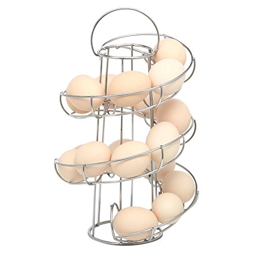 go2buy Chrome-plated Spiral Egg Holder Holds 18 Eggs Swirl Storage Kitchen Stand Rack