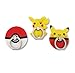 Finex - Set of 3 - Pikachu Pokeball Mobile Phone Ring Horizontal & Vertical Compact Kickstand Rotates 360 Freely - Random