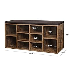 VASAGLE Shoe Bench with Cushion, Storage Bench with