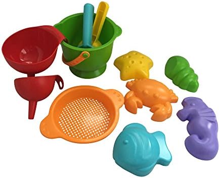 Durable Kids Sand Castle Creation Building Kit with Bucket, Funnels, and Shovels