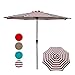 COBANA 9’ Patio Umbrella, Outdoor Table Market Umbrella with Push Button Tilt and Crank, 8 steel ribs, Red and White Stripes