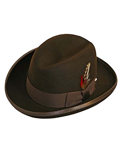 EZ Tuxedo Godfather Homburg Fedora Hat In Fall Brown (2X-Large)