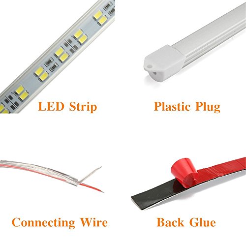 LED Strip Light Bar,SOLMORE DC 12V 7W 36 LED Interior Light Lamp Strip Bar Car Van Bus Caravan Under Cabinet Strips Light LED Desk Reading Lamp for Work Tables Pianos DJs Cabinet Display White (4Pcs)