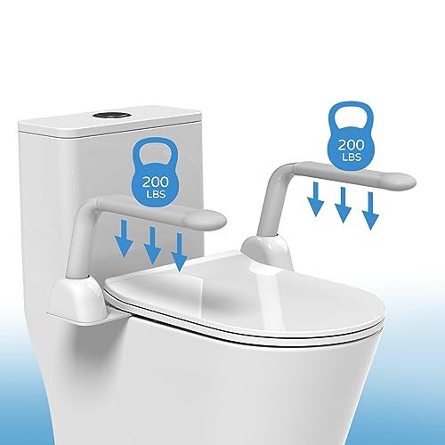 Heuffe Standing Aid Toilet Foldable, Robust Toilet Standing Aid No Drilling, Toilet Support Frame, Toilet Handle for Disabled People, Toilet Frame Freestanding