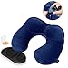 MLVOC Travel Pillow, Inflatable Neck Pillow with Ear Plugs, Eye Mask and Drawstring Bag
