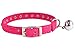 Pink Velvet Safety Elastic Belt Rhinestones Crystal Jeweled Cat Collars with Bell 8-10.5 Inches