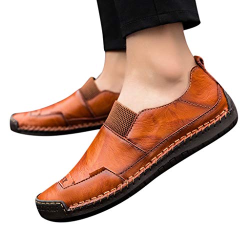 Dermanony Men's Leather Dress Shoes Summer Casual Leather Sandals Breathable Tide Outdoor Beach Shoes Red