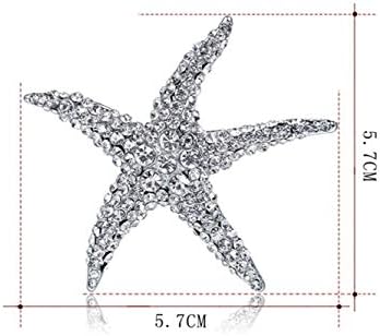 FOOBRTOPOO Gorgeous Starfish Brooch Diamond Corsage Wedding Bridal Decoration for Women's Gift (Silver) (Color : Silver, Size : 5.7x5.7cm)