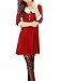 Allegra K Women Layered Tiered Crochet Doll Collar 3/4 Sleeve Shift Dress M Red