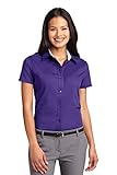 Port Authority L508 Ladies Short Sleeve Easy Care Shirt - Purple/Light Stone - Medium