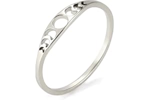 Amaxer Minimalist Phase of the Moon Rings Women Stainless Steel Moon Phase Ring Geometric Crescent Moon Finger Ring Gifts