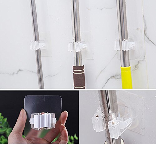 image for JuanFU Broom Mop Holder, Self Adhesive Reusable No Drilling Anti-Slip,