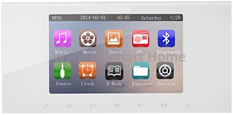 HELMER Room Music Player, HD Screen Home Theater Digital Cinema Stereo FM/SD/BT/USB Music Player, Home Audio in Wall Amplifier,White