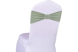 SINSSOWL Sage Green Chair Sashes 100 Pack Spandex Chair Bands with Buckles Sage Chairs Bows for Wedding Party Birthday Bridal Shower Engagement Anniversary Christmas Events Decorations (Sage Green)