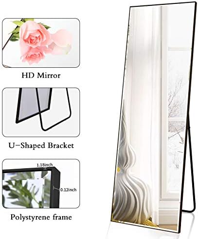 Full Size Silver Glass Mirror for Room Decor - Aluminum Alloy Frame