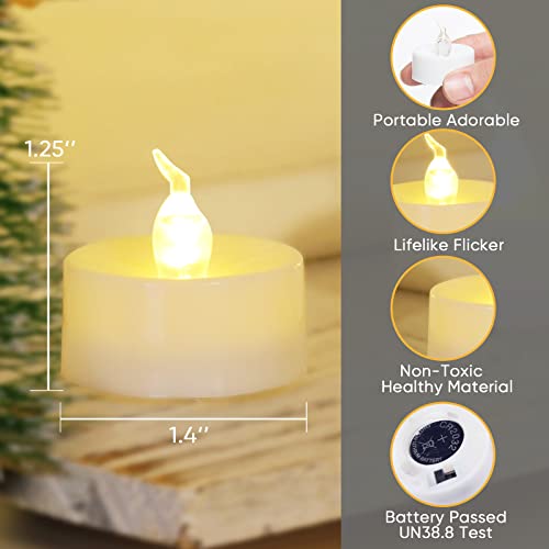 Homemory 100 Pcs Battery Tea Lights Bulk, Flameless Flickering Warm White Electric Tea Candles