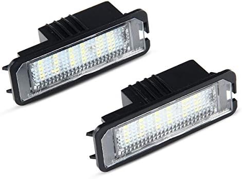 Moshbu VW License Plate Light, Car Rear Led Number Plate Lamp Assembly Direct Fit for Volkswagen GOLF Lupo Scirocco Polo Passat NEW Beetle 3W 18 White Led Tail Rear Light Direct Replacement(1pair)