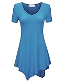 CTC Womens Round Neck 3/4 Sleeve / Short Sleeve High Low Tunic Top - Made in USA
