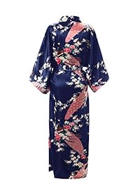 Kimono largo con estampado de flores de loto para dama, kimono de seda con bolsillos J. ROBE