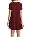 MOLERANI Women's Casual Plain Simple T-Shirt Loose Dress(Wine Red,XL)