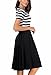 AAMILIFE Women's Vintage Stripe Scoop Neck Short Sleeve Swing Dress Black XXL