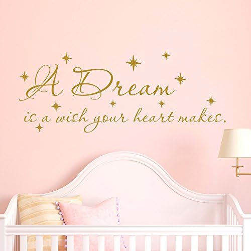 A Dream Is A Wish Your Heart Makes Wall Decal Quotes Cinderella Wall Decal for Girls Bedroom Wall Decor Nursery Wall Decal Vinyl Sticker F73