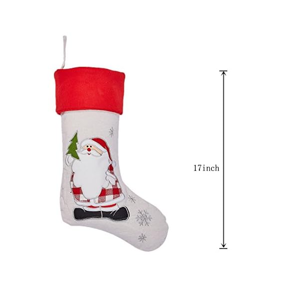 Lalent 4 Pack Christmas Stockings, 18 inches Large Thick White Quilted or Jute Burlap Luxury Stockings Gifts for Family… - Image 3