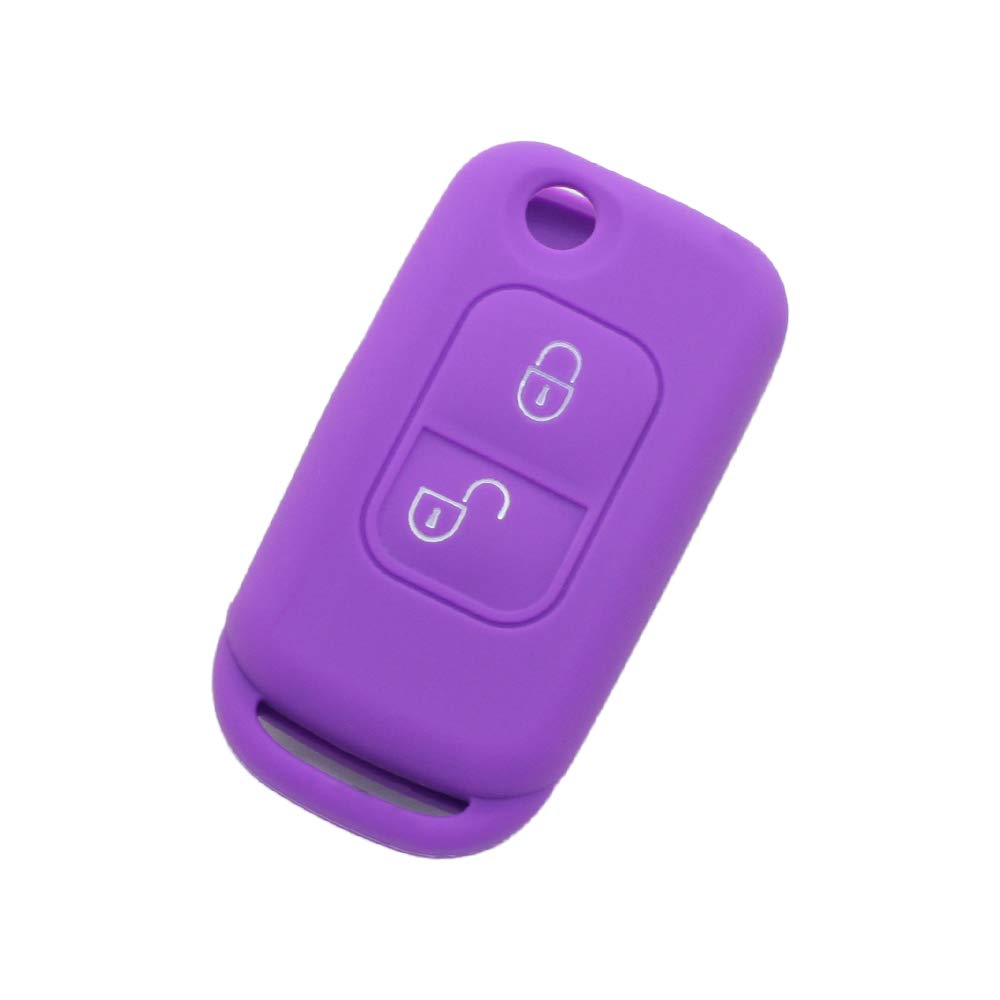 BROVACS Silicone Cover Protector Case Holder Skin Jacket Compatible with MERCEDES BENZ 2 Button Flip Remote Key Fob CV9952 Purple