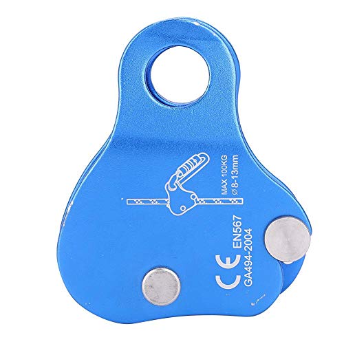 Huairdum Mobile Rope Grab, Outdoor Climbing Descending Protector Mountaineering Gear Aluminum Rope Grab Lock Protection Kits Climbing Equipment Blue with Safety Rope Self-Locking Device