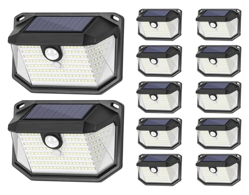 Superhelle Solarleuchten für den Außenbereich, 178 LEDs, mit Bewegungsmelder, 270 Grad Weitwinkel und 3 Modi, wasserdichte Sicherheitsleuchte für Terr