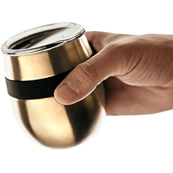 Reusable Coffee Cup - CAFE CONCETTO - Travel Mug 8 oz - Premium Eco-Friendly Tumbler with Lid - Vacuum Insulated - Keep Your On-The-Go Drinks Hot or Cold - Stainless Steel (Gold)