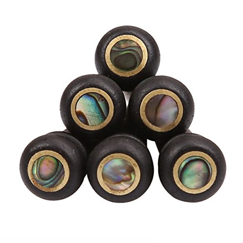 Pakala66 Ebony Guitar Pins Inlaid Abalone Dot-Guitar Strings for Acoustic Guitar Replacement Parts-6 Pack