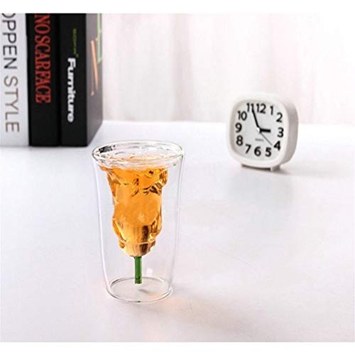 Home+ Whisky gläser, 180ml Blume geformt Double Wall Rose Doppelschalig Hitzebeständige Kaffee Bier Tee Milch Cup Whisky… – Bild 4
