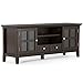 SIMPLIHOME Bedford SOLID WOOD Universal TV Media Stand, 53.9 inch Wide, Living Room Entertainment Center, Storage Cabinet with Glass Doors, for Flat Screen TVs up to 60 inches in Dark Tobacco Brown