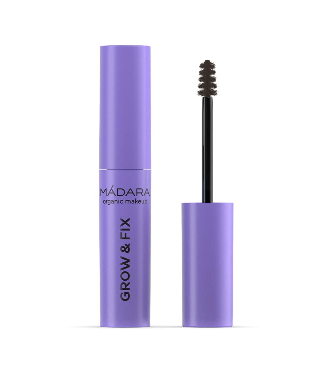 MÁDARA Organic Skincare | Grow & Fix Tinted Brow Gel, #4 Ash Brown, 4.25ml – Tints Brows with Natural Mineral Pigments, Adds Volume and Hold, Supports Eyebrow Growth, Rich in Peptides