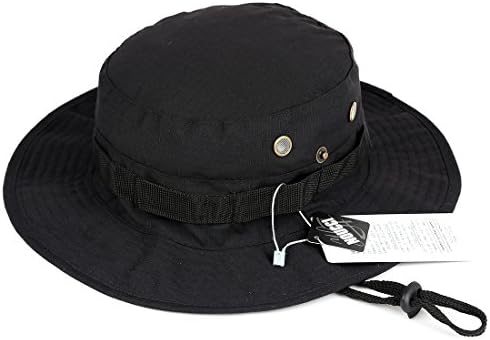 NOUCCI Boonie Hat - Great sun hat for fishing,hiking,hunting or the beach. Black 7 1/2