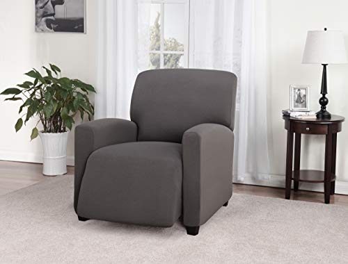 Madison Stretch Jersey Grey Large Recliner Slipcover, Solid - Thumbnail 2