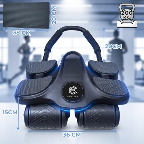 EZAYEEK - Assisted Abdominal Wheel. Heavy Duty Abdominal Roller The Abdominal Roller For Men & Women. Abdominal Roller With Automatic Rebound. Suitable For Sheathing With Its 4 Wheels!