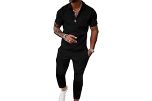 Kubsid Mens Sets 2 Piece Outfits Casual Activity Short Sleeve Polo Shirts and Jogging Long Pants Track Suits