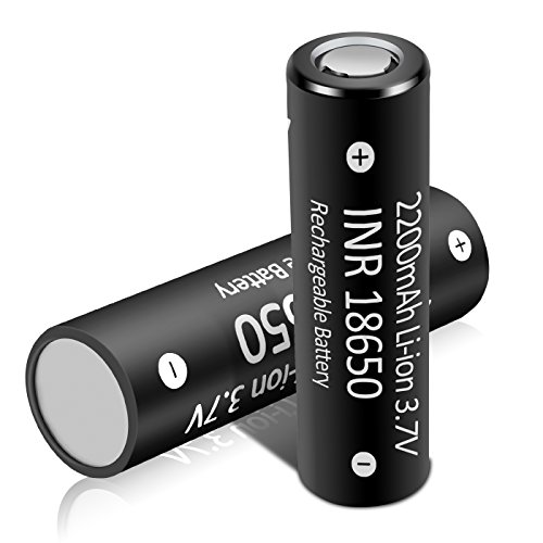 INR 18650 Rechargeable Battery - Lithium Ion 2200mAh 3.7V Fast Charge Flat Top House hold Batteries for Flashlight | Portable Battery | Laptop Battery,2 Packs Inside