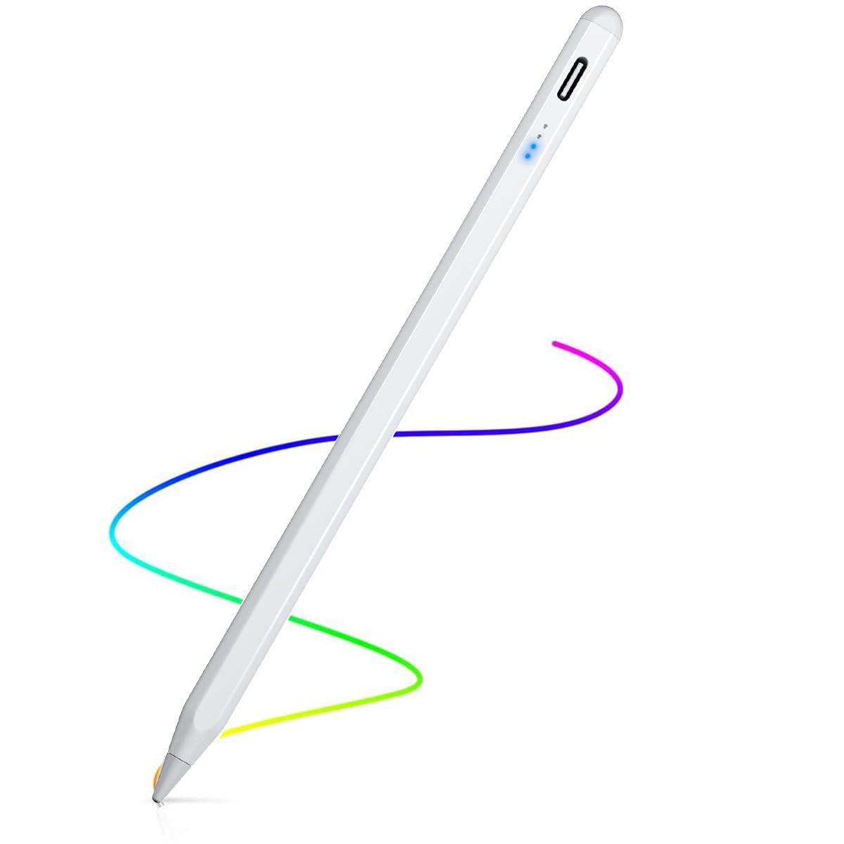 AICase 2-in-1 Capacitive Stylus Touch Screen Pen 1.45 mm High Precision Universal Stylus Compatible with Smartphones, Tablets, Apple iPhone/iPad, White