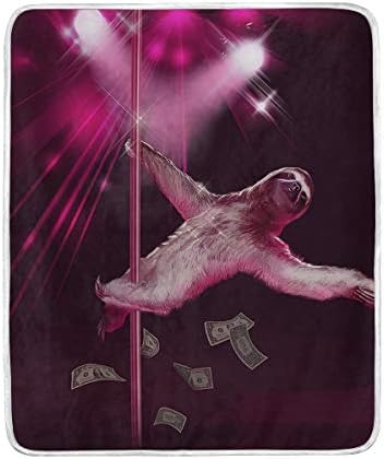 Sexy Funny Pole Dancing Stripper Sloth Throw Blanket Soft Warm Cozy Bed Couch Lightweight Polyester Microfiber Size 50" W x 60" L for Kids Women Boy