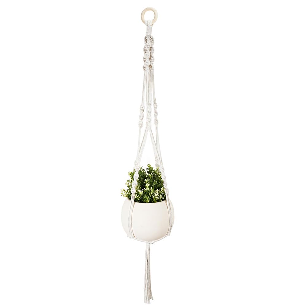 janeunique Macrame Hanging Plant Holder Boho Indoor Outdoor Plants Hanger Macrame Pot Hanging Basket for Home Garden Decor