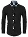 TAM WARE Mens Trendy Slim Fit Inner Checkered Button Down Shirt TWNMS323S-BLACK-US XL