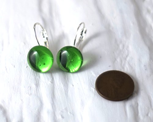 Irish Whiskey Drop Earrings - Recycled Jameson Bottle - Emerald Green Glossy Clear Finish