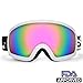 Odoland Snow Ski Goggles S2 Double Lens Anti-Fog OTG Windproof UV400 Eyewear for Men, Women and Youth-Skiing Snowboarding, White Frame Green Lens vlt 15%