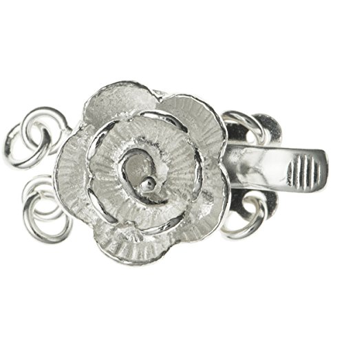 .925 Sterling Silver Romance Rose Flower 2 Strand Pearl Box Clasp Connector Switch Bead